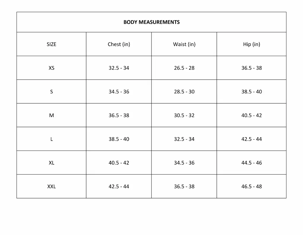 Unisex -Body measurement size chart for Asian In Me.webp