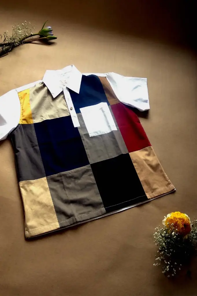 Chovgan Shirt | Cotton Men's Multicolor Upcycled Fabric Polo-Shirt | Ball Game Shirt | Size-XL