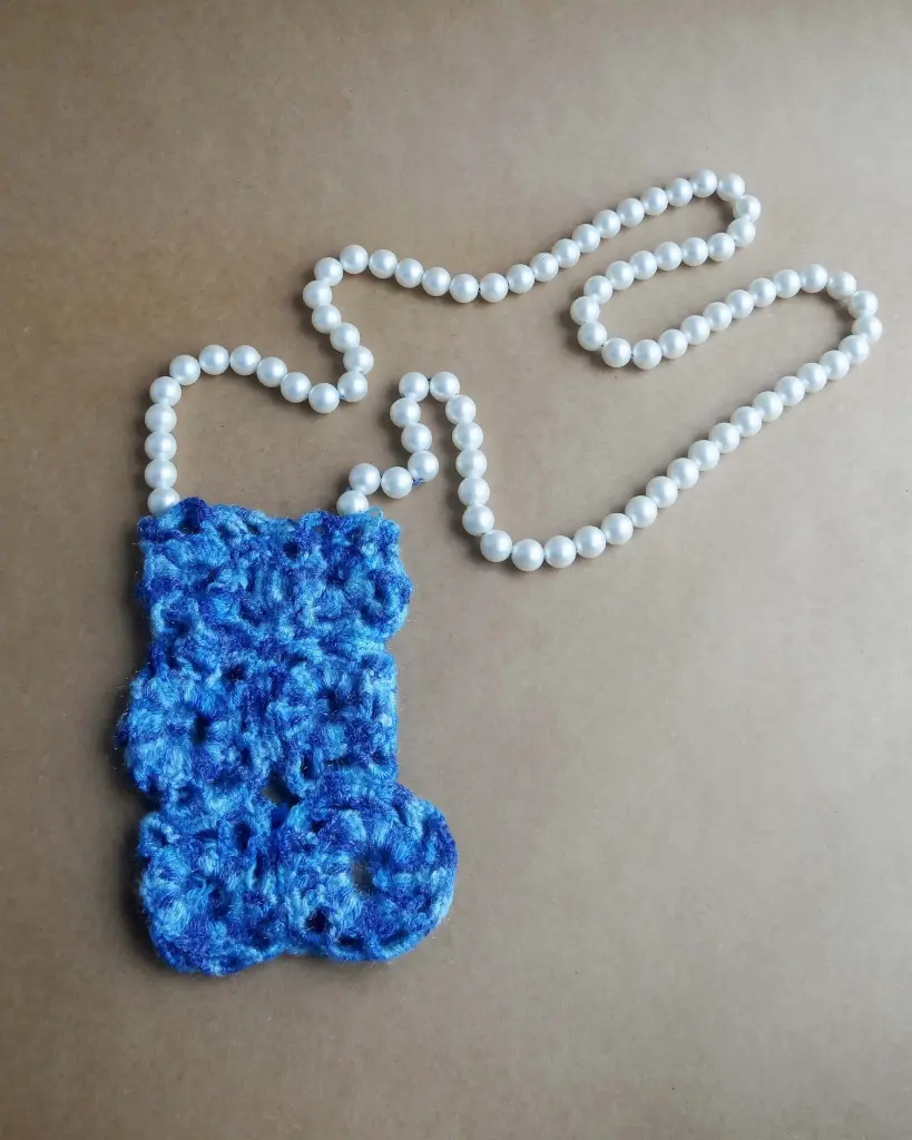 Blue Handcrafted Crochet Pearl Sling bag