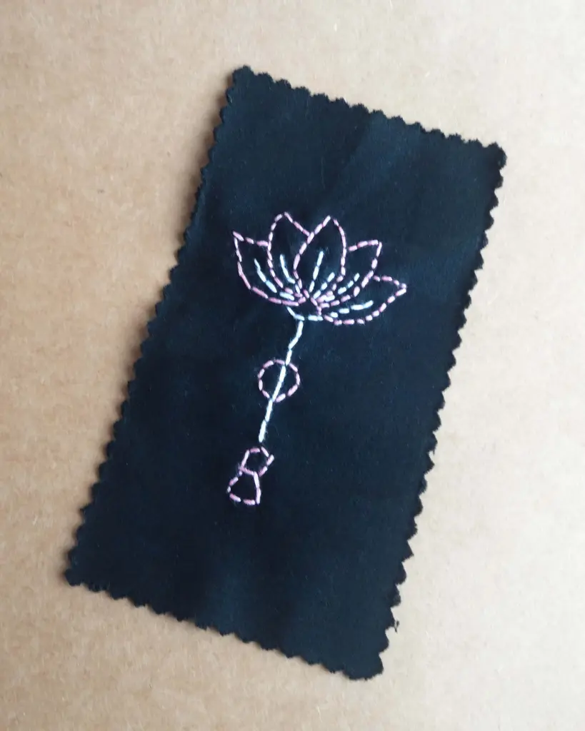 Black | Lotus Hand-embroidered bookmark