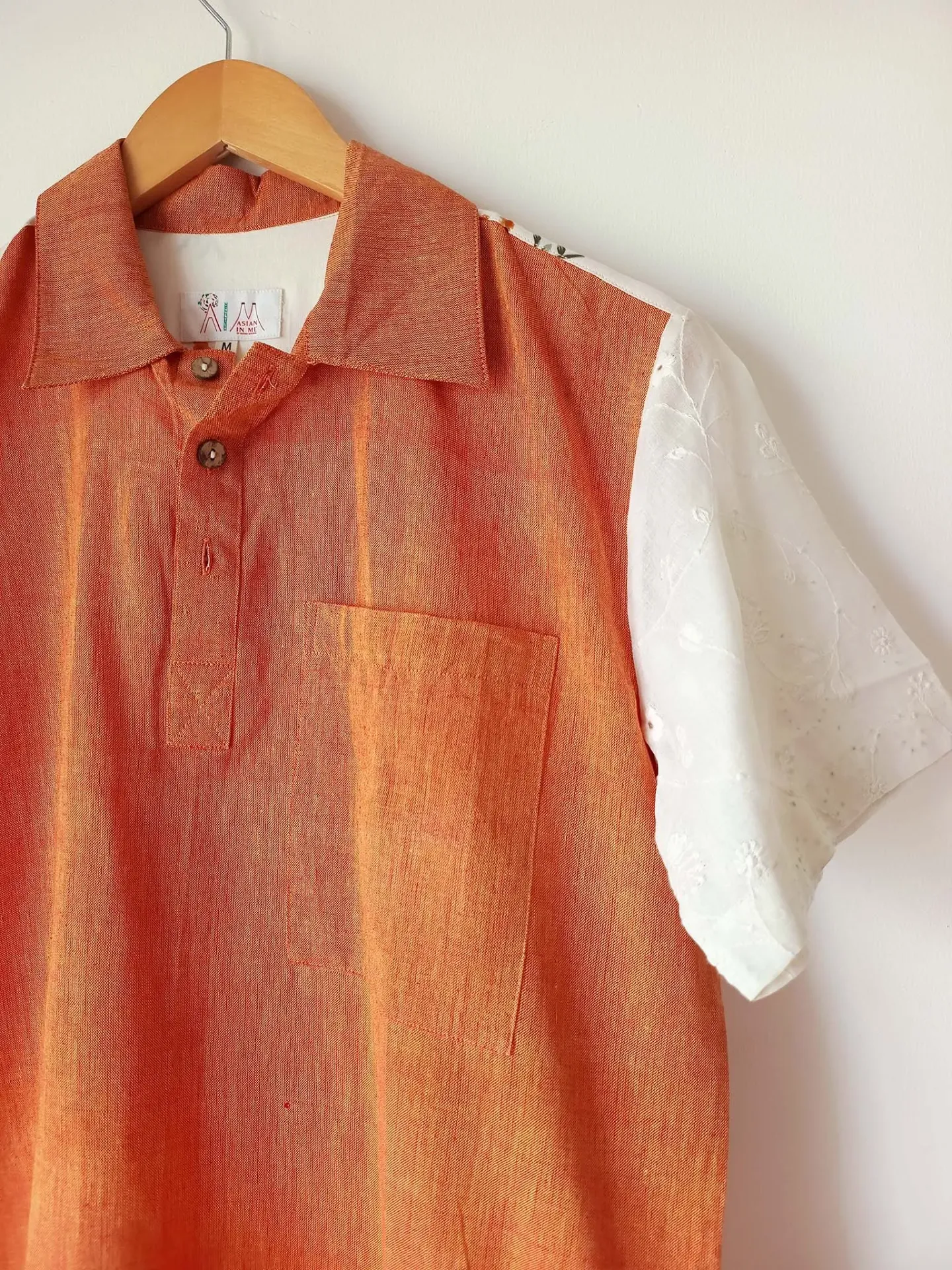 Chovgan Khadi Polo Shirt, Patchwork design, Size - M