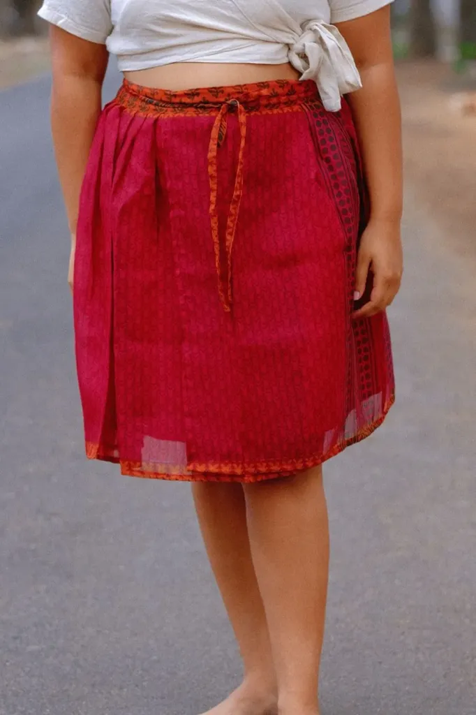 Ma-mian Wrap Skirt |  Crafted from a pre-loved handwoven saree | Made-to-Order | Size - S