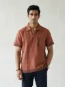 Gamcha Cotton Polo Shirt | Unisex Handloom Short Sleeve Top | Sustainable Indian Textile Everyday Wear | Chovgan shirt | Size - L