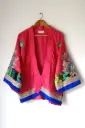 Yoru-kimono | Crafted from pre-loved saree | Women's Pink Kimono Jacket | Size-L