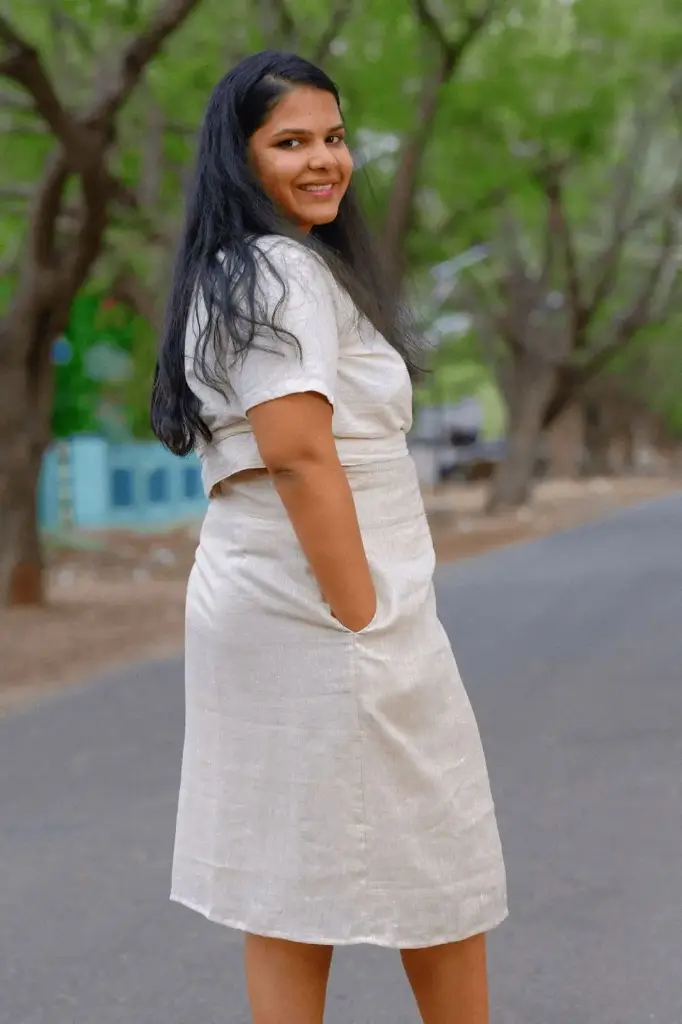 Laos Wrap Skirt | Pure-Linen Women's Beige Wrap Skirt | Asian In Me (S)