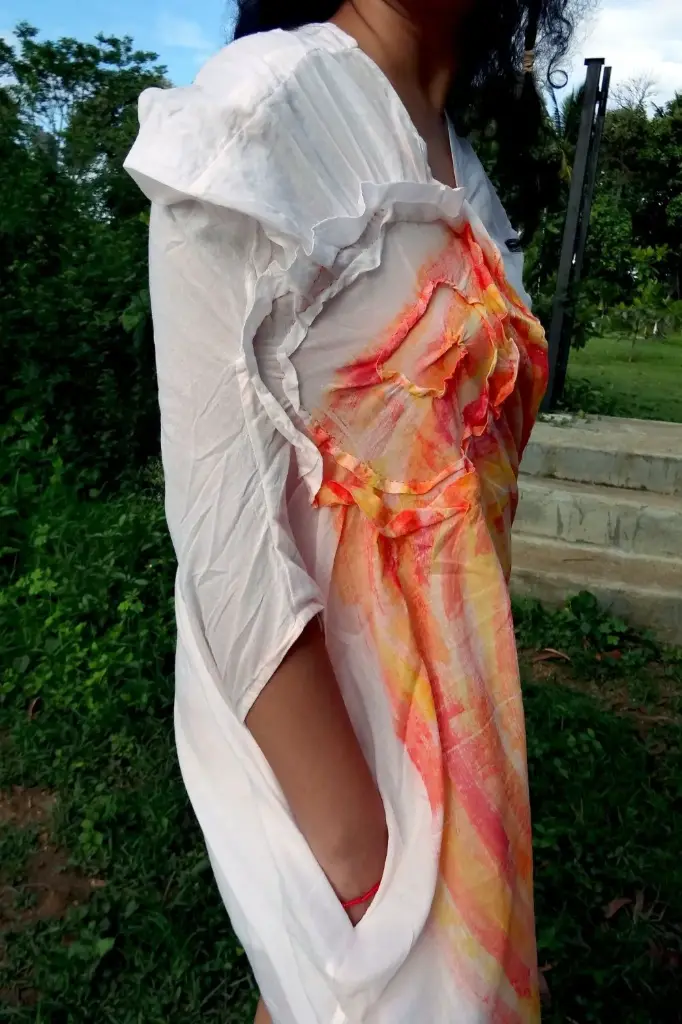 DC Energy Center Dress |Cotton Women's White Hand-Painted & Anti-Fit Dress | Zero-Waste Design | Free-size
