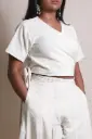 Samurai top | Kala-cotton Women's beige Wrap-style CropTop I Asian in Me