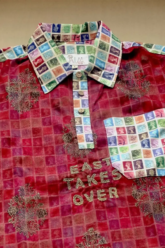 Chovgan Shirt | Cotton Men's Red Hand-Embroidered Polo-Shirt | East Takes Over | Size-L