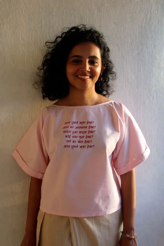Earth song Slow-T | Cotton Women’s Crop-length pink top