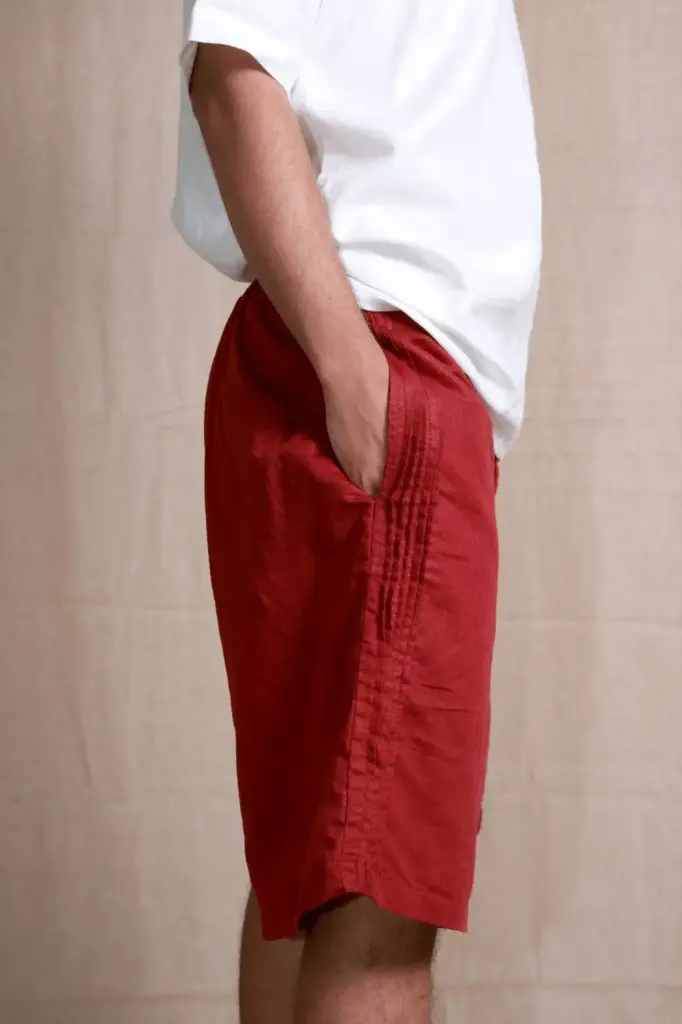Gump Pants | Cotton-Linen Men's Maroon Shorts I Asian in Me