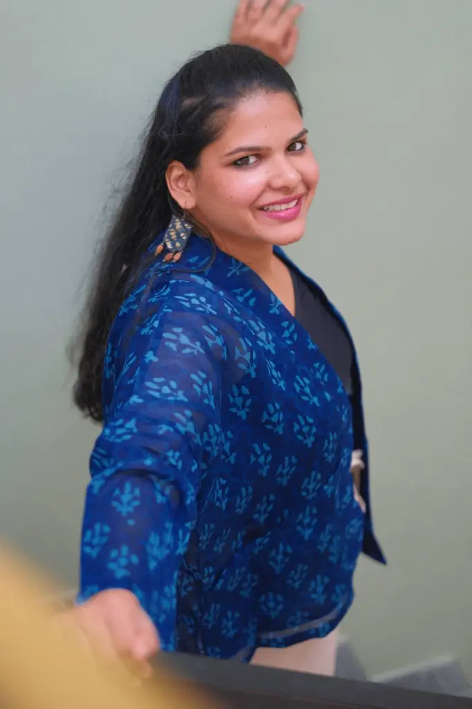Yoru-kimono | Crafted from pre-loved handwoven saree | Unisex Blue Kimono Jacket | AsianInMe