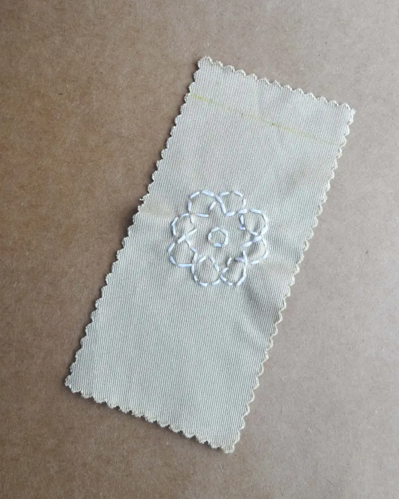 Beige & White | Flower Hand-embroidered bookmark